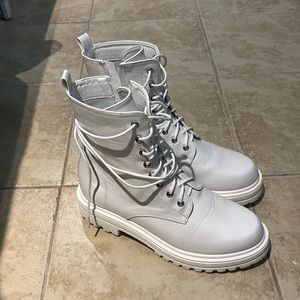 White combat boots